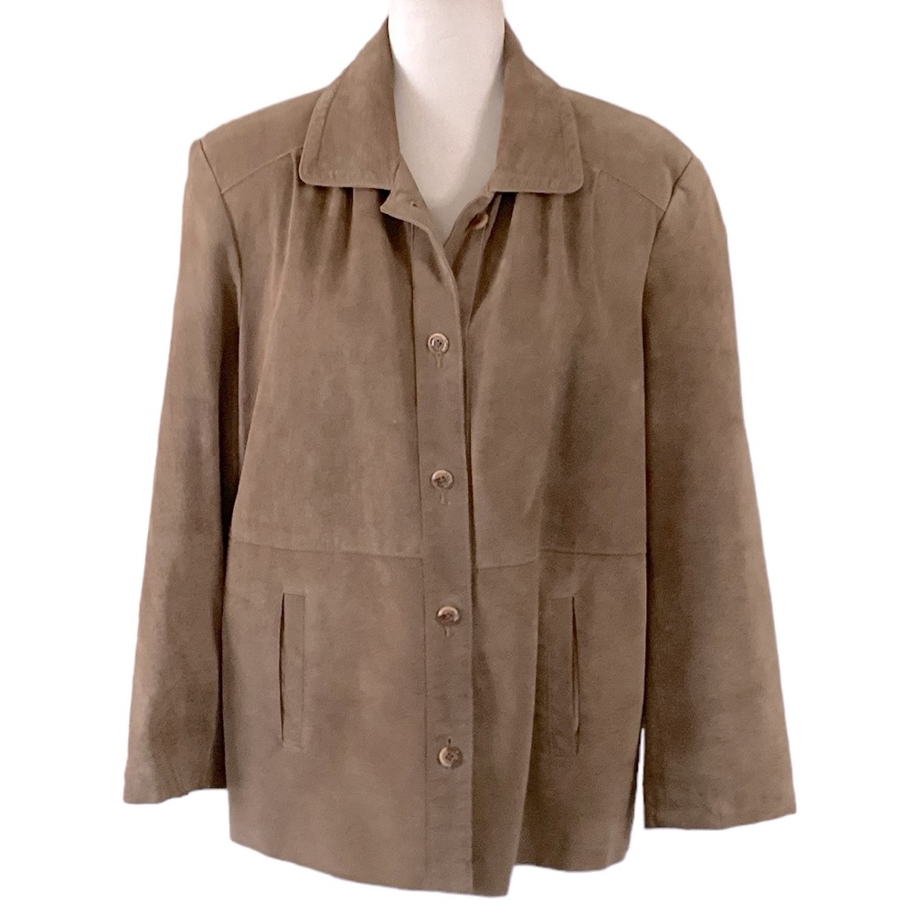 Orvis Suede Leather Button Down Jacket Large - image 1
